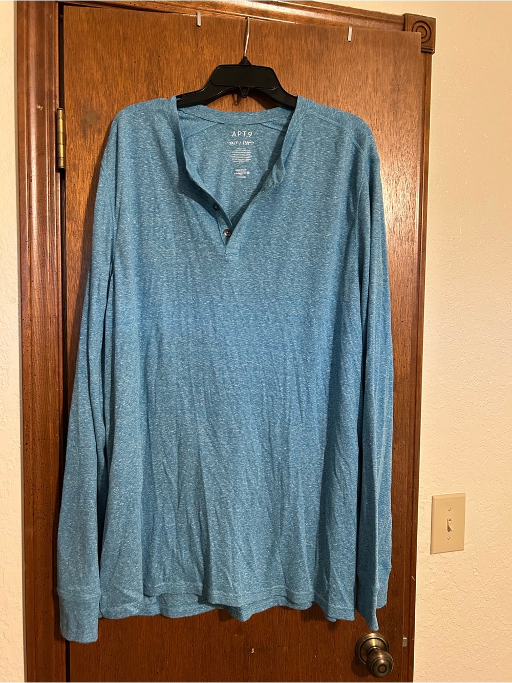 Apt. 9 Heathered Teal Blue Long Sleeve Henley